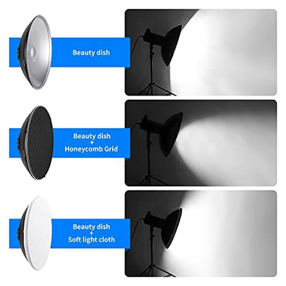 NEEWER 21.6"/55cm Metal Beauty Dish Bowens Mount Reflector with White Diffuser, Honeycomb Grid for Strobe Flash Video Light Compatible with Godox AD600 NEEWER CB60 Q4 Vision 4 S101 Series, NK-NARC22 - style: 21.6"/55cm