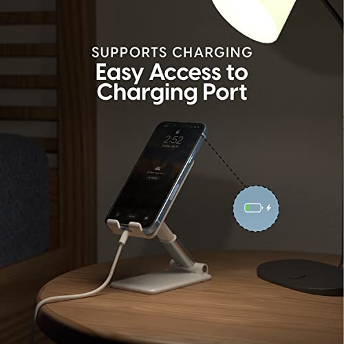 TALK WORKS Adjustable Cell Phone Desk Mount Compatible w/ iPhone 13/14 Series - Flexible Stand for Office, Home, Tabletop (White) - color: White