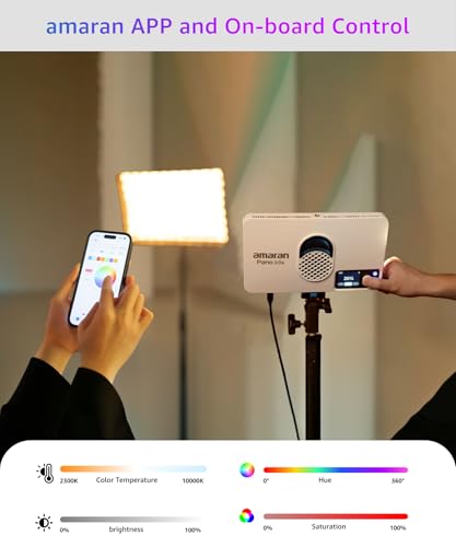 amaran Pano 60c Kit,Compact 60W RGBWW Full Color Panel Light,Support USB-C PD,CCT 2,300K-10,000K,12 Lighting Efects,APP Control w/Softbox Studio Light Photography Lighting (Pano 60c - Charcoal) - color: Pano 60c - Charcoal