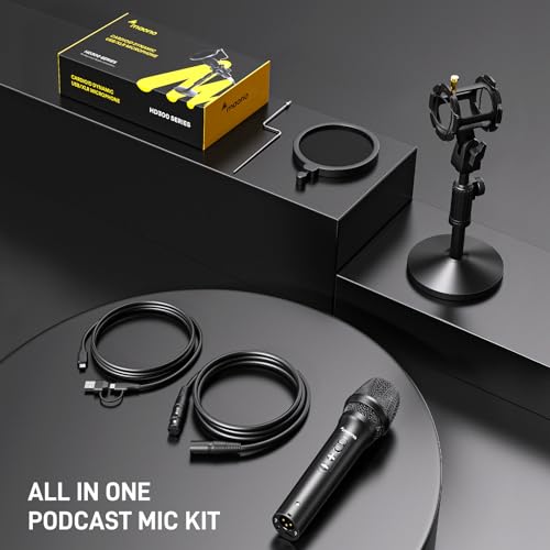 MAONO USB/XLR Dynamic Microphone for Podcast Recording, Computer PC Mic with Noise Suppression, Headphones Jack, Compatible Mixers & Audio Interfaces for Home Studio, Vocal, Music, Streaming, HD300T