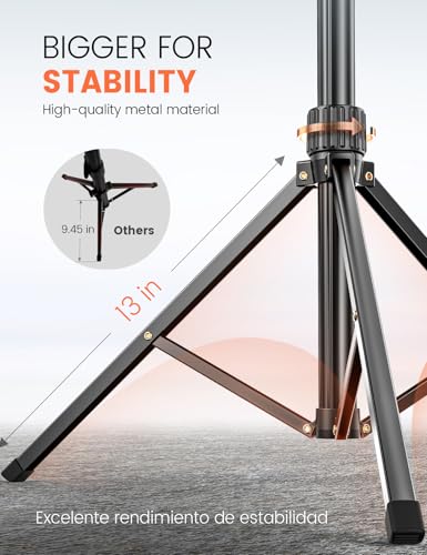 Pnitri 71'' Phone Tripod Stand, Extendable Reinforced Aluminum Phone Stand with Wireless Remote, Stable Cellphone Tripod (210cm-Black) - style: 86'' Black
