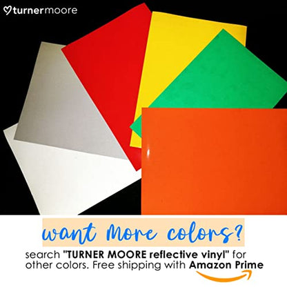Yellow Reflective Vinyl Permanent Adhesive, 12x12 Sheets Reflective Vinyl for Cricut, Cars, Bikes, Decals, Stickers, Signs, Helmets, Mailbox, Numbers, Reflective Tape by Turner Moore Edition (3-Pack) - color: Yellow