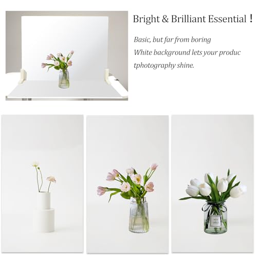 2 Pcs Photo Backdrop Boards, Double Sided Black Flocking and White PVC Background for Photography with 2 PCS Bracket for Flat Lay, 16x12 Inch Product Photography Backdrops WEFAMALEII