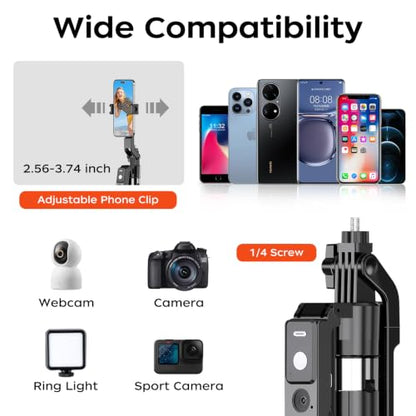 70.9" Auto Face Tracking Selfie Stick Tripod for iPhone Android, No App, 360°Rotation Tripod that Follows Your Movement with Remote Control for Live Streaming, TikTok, YouTube