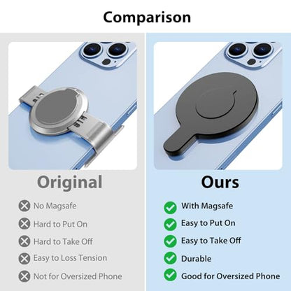 OM Magnetic Phone Mount for DJI Osmo Mobile 8P/8/7P/OM 7/OM 6/SE/OM 5/OM 4 SE/OM 4 Magsafe Quick-Release Adapter Magnet Clamp Clip, Mounting for Video Photo Shooting Phone DJI Gimbal Accessories - color: Black
