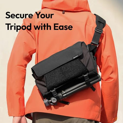ULANZI BP11 8L Camera Sling Bag with Tripod Holder, Lightweight Splash-Proof Anti-Theft Crossbody for DSLR, Mirrorless, Lens & Laptop,Customizable Front Patch Pocket for Travel, Hiking, Everyday Carry - size: 8L