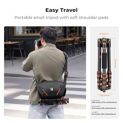 K&F CONCEPT Camera Sling Bag, Lightweight Camera Bag for Mirrorless/DSLR, Foldable Side Pocket & Quick-Access Front Pocket, Adjustable Divider, Camera Bags for Photographers, Black, 7L - color: Black
