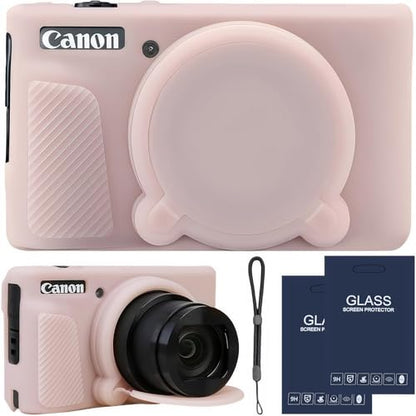 Camera Case for Canon PowerShot SX740/ SX730 Digital Camera,SX740 HS Case, Soft Silicone Protective Case Removable Lens Cover,Comes with 2 Screen Protectors and 1 Wrist Strap. (Jelly Pink) - color: Jelly Pink