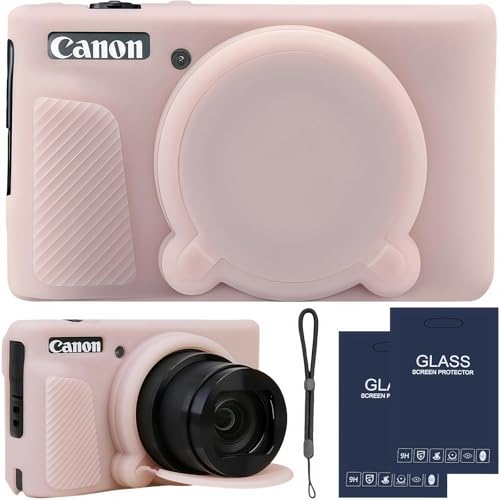 Camera Case for Canon PowerShot SX740/ SX730 Digital Camera,SX740 HS Case, Soft Silicone Protective Case Removable Lens Cover,Comes with 2 Screen Protectors and 1 Wrist Strap. (Jelly Pink) - color: Jelly Pink