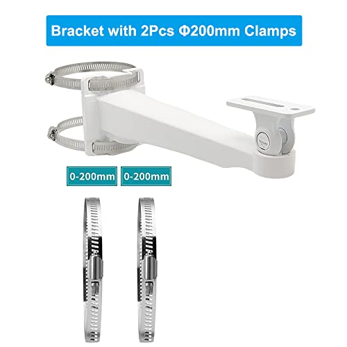 CCTV Security Wall Pole Mounting Loop Bracket,27cm Long Arm Support Monitoring Pole Hoop Bracket Surveillance Camera Wall Mounted/Pole Mounted for CCTV Security Camera PTZ Dome