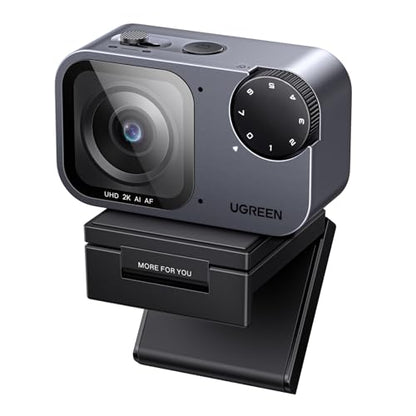UGREEN FineCam Pro 2K Webcam Support 1080P@60Hz for PC/Mac, 1/2.55" Sensor, Face AE, AI Noise-Canceling Mic, Gesture Control, Auto Focus for Streaming, Conference, OBS, Zoom, Switch 2, Privacy Cover