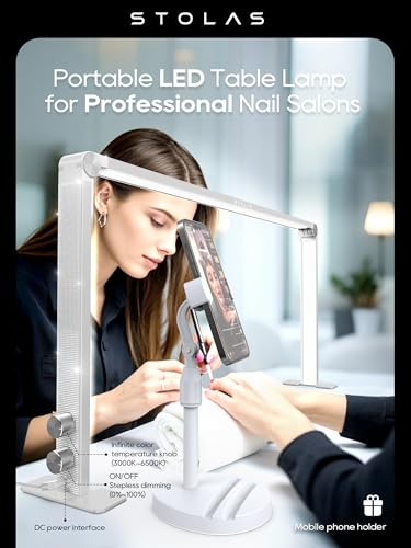 Upgraded Nail Tech Lamp for Desk, 32 in Foldable Large Nail Light with Phone Holder, 3000K-6000K CRI＞95 LED Manicure Lamp, Half Moon Light for Lash Eyelash Extension, Tattoo, Eyebrows-Diamond White - color: Diamond White