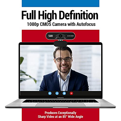 Vidpro CM-HD 1080P Full HD Webcam with Built-in Microphone and Mini Tripod - Plug and Play 85-Degree FOV USB Webcam with Noise Canceling Filter Perfect for Video Calls Meetings Live Streaming Gaming