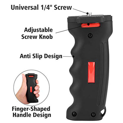 Vlogging Holder, Cell Phone Camera Handle Grip Stabilizer, Ergonomic Phone Video Stabilizer, Handheld Selfie Stick Smartphone Holder with Cold Shoe Mount for Mic/Flash Light, Wrist Strap