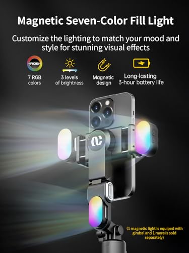 AOCHUAN Gimbal Stabilizer for Smartphone, 4 in 1 Phone Gimbal w/360° Rotation for iPhone/Andriod Sefie Stick Tripod w/Auto Face Tracking and Wireless Remote for TIK Tok YouTube Vlogging-M1 Pro Black - color: Black