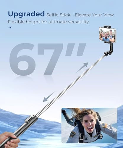 Fuloview 67” Selfie Stick Tripod for iPhone, Lightweight Travel Phone Tripod with Wireless Remote, Extendable Cell Phone Stand for Photography, Video & Live Streaming – Black