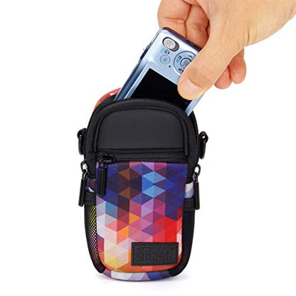 USA Gear Compact Camera Case Point & Shoot Camera Bag with Accessory Pockets, Rain Cover & Shoulder Strap Works W/Sony CyberShot, Canon PowerShot ELPH, Nikon COOLPIX, Olympus & More - color: Geometric