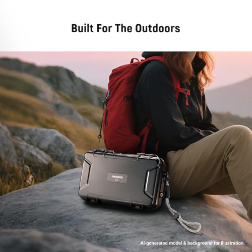NEEWER Hard Case Compatible with DJI Osmo Action 5 Pro / 4/3 Camera, IP67 Waterproof Dustproof Shockproof Portable Travel Storage Case with Custom Foam Inserts & 12 Slots for Accessories, AC031