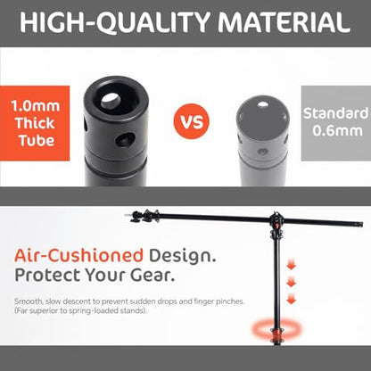 KATE Photography Light Stand with Boom Arm, 3-in-1 Heavy Duty Aluminum Alloy 12.5ft Tripod Stand with 2 Empty Sandbag, 11lbs Max Load for Video Light, Softbox, Strobe, Reflector, Camera