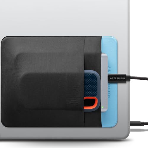 2-Pocket SSD & Hard Drive Holder for Laptop, Reusable Adhesive, Stick-On Pocket Sleeve for External Portable SSD, HDD, Cables and More (Large) - color: Black & Sky Blue, size: Large (For 2.5" HDDs & SSDs)