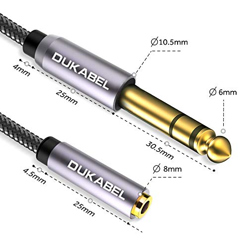DUKABEL TopSeries Long 1/4'' Male to 1/8'' Female Adapter Cable (16ft/5M) 6.35mm to 3.5mm Phone Audio Connector Quarter Inch Adapter for Mixer Guitar Piano Amplifier Speaker and More - size: 500 cm