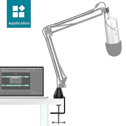 YOUSHARES Table Mount Clamp for Mic - Boom Arm Clamp for Microphone Arm Stand with Adjustable Screw, the Maximum Gap is 6cm/2.36 inch - color: Green