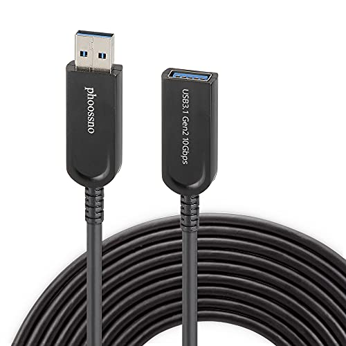 phoossno USB 3.1 Extension Cable Active Optical USB 10Gbps 33ft 10m Compatible with Microsoft Azure Logitech Camera Xbox Touch Screen Kinect Keyboard Mouse Intel RealSense