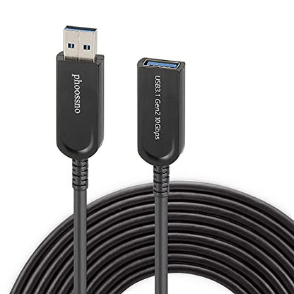 phoossno USB 3.1 Extension Cable Active Optical USB 10Gbps 50ft Compatible with Microsoft Azure Logitech Camera Xbox Touch Screen Kinect Keyboard Mouse Intel RealSense