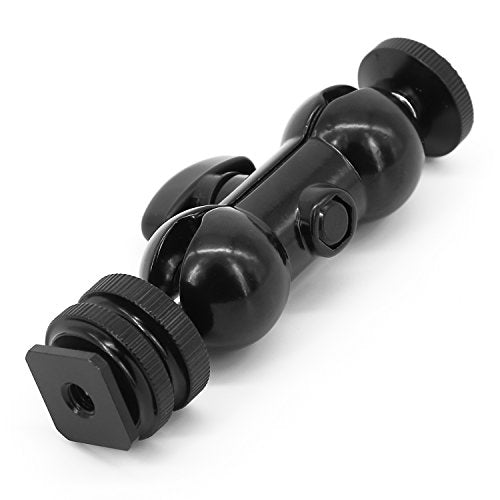 Ball Head Shoe Mount 1/4" Hot Shoe Mount Double Ballhead 1/4" Tripod Screw Multi-Function for LCD Monitors,Led Light,Microphone