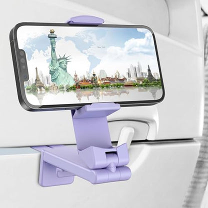Perilogics Airplane Phone Holder Mount Universal in Flight Hands Free Viewing with Multi-Directional Dual 360 Degree Rotation (Lavender) - color: Lavender