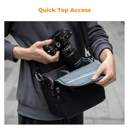 K&F CONCEPT Camera Sling Bag Small Crossbody Camera Case DSLR/SLR/Cute Compact Shoulder Photography Bags for Photographers - color: 01-black