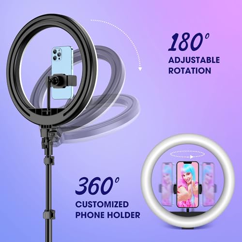 TODI 12" RGB Ring Light with 63" Tripod Stand, 3 CCT Mode and 39 Color Mode Selfie RingLight with Stand, 2-in-1 LED Ring Light with Selfie Remote, for Makeup, Live Stream - color: RGB-1