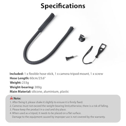 HSU Camera Flexible Mount Clamp Stick Pole for Insta360 GoPro | Neck Holder Selfie Stick Extension Pole, Camera Tripod Stand for GoPro Hero 13 12 11 10, Insta360 X5 X4 X3, DJI Action Camera