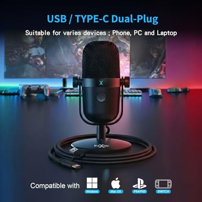 FOXXRAY SUM-13 Gaming USB Microphone for Streaming, Podcasting on PC/Laptop/Mobile, Cardioid Pickup Microphone with Noise Cancellation, Mute Button and Adjustable Stand, Plug and Play