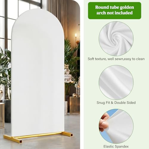 White Arch Backdrop Cover 7.2FT,6FT, Thick Double-Sided Spandex Balloon Arch Cover — Opaque, Wrinkle-Free, Machine Washable, Cover Only (No Stand) for Wedding, Baby Shower, Birthday Party - size: 7.2FT,6F