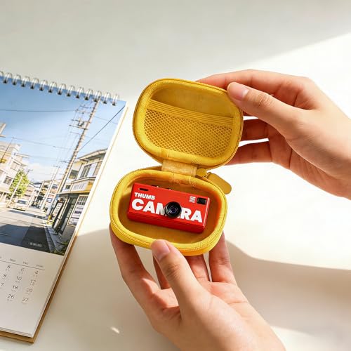 Small Hard Carrying Case for Kodak CHARMERA Keychain Digital Camera, Waterproof Protective Storage Pouch for Mini Keychain Camera Accessories, with Mesh Pocket & Sturdy Metal Hook (Black)