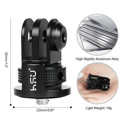 HSU Aluminum Tripod Mount Adapter, 1/4" 20 Mount for GoPro Hero 13/12/11/10/9/8/7 Insta360 X3/X2/X/RS/R and Other Cameras (Black) - color: 1 Pack