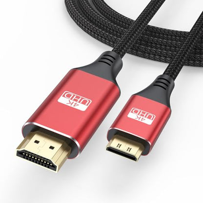 Mini HDMI to HDMI Cable 3FT, 4K HDMI to Mini HDMI 18Gbps High Speed Mini HDMI Cable 4K@60Hz 2K for Camera, Camcorder, Tablet, Laptop, Monitor, HDTV, Graphics (Nylon Braided HDMI 2.0 Cord) - size: 3.3FT