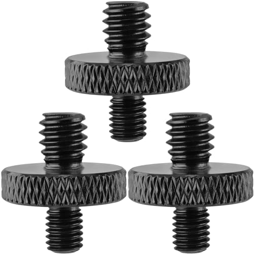 3-Piece 1/4" Male to M5 Male Aluminum Tripod Nut Connector, Black, for Cameras, Ball Heads, Monopods - style: 1/4" male to M5