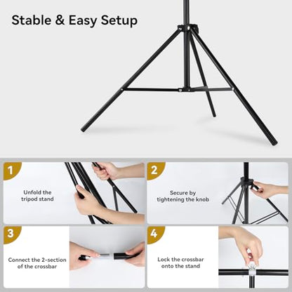 UTEBIT Adjustable Backdrop Stand 4.5x6.6ft, Photography T-Shape Banner Holder Stand with 3 Strong Spring Clamps and Carry Bag, Portable Curtain Background Support Kit for Parties Videography Studio - size: 6.6x4.5ft