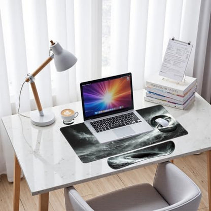 Black Hole Desk Mat Set Space Galaxy Art Large Mouse Pad with Wrist Rest 4in1 Desk Mat for Desktop Ergonomic Keyboard Wrist Support Anti-Slip Computer Ergonomic Mouse Pad Home Office Gaming - color: Black Hole