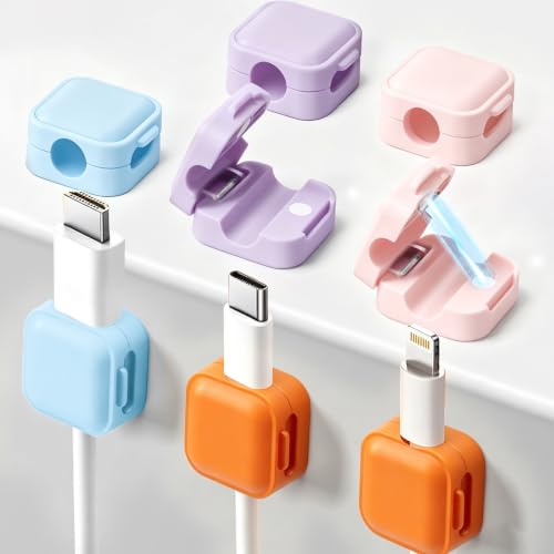 Art3d 8 Pack Magnetic Cable Clips, Multi-colors Cable Management Accessories, Cord Smooth Adjustable & Adhesive Backing Cord Organizer for Office Home Organization, Desk, Wall, Nightstand, Phone, Car - color: Multi-colors