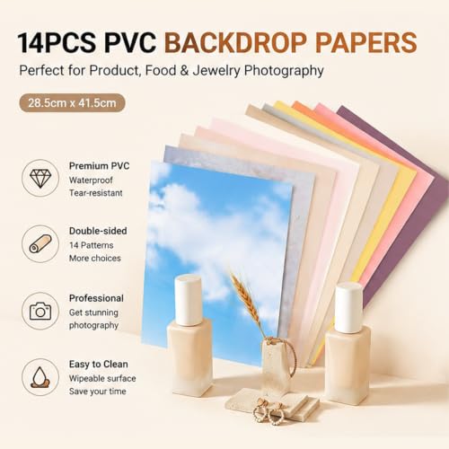 7pcs Double-Sided Photo Backdrop Board Kit, 16x11.5in PVC Flat Lay Background Paper, 14 Patterns, with 2pcs 11x11in Window Shadow Panes for Product, Food, Jewelry Photography - color: Shadow