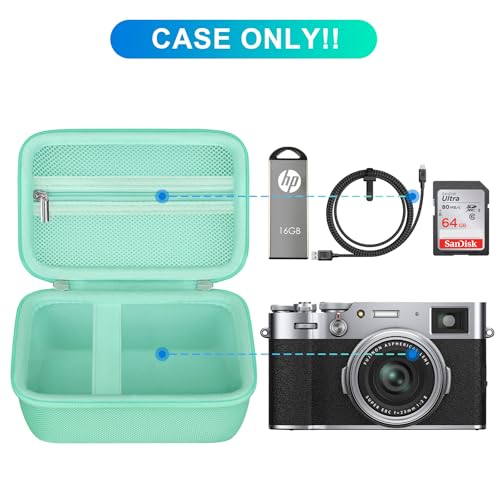 BOVKE Carrying Case for Fujifilm X100VI / X100V / X-E5 Digital Camera, Extra Mesh Pocket for Fuji Camera Accessories Charging Cables, Green - color: Green