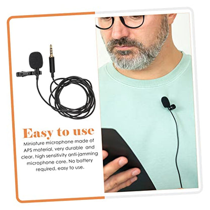 Healifty Clip Lavalier Microphone Lapel Mic with Shielded Cable for Clear Voice Recording Interference Aps Material for Studio Office Conference Tablet and Use