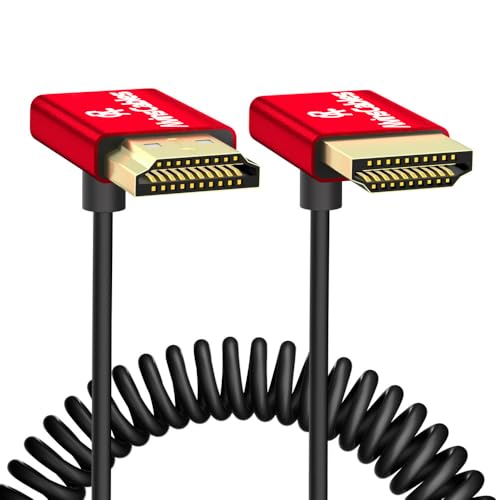 Alvin's Cables 8K HDMI Cable 2.1 48Gbps High Speed Φ2.4mm Ultra-Thin HDMI 8K@60Hz 4K@120Hz for Sony A7 A9, BMPCC, for Canon C70, for Atomos Ninja, for SmallHD, Up to Down Angle Coiled Cable - color: Up to Down, size: 11.8in-31.5in Coiled