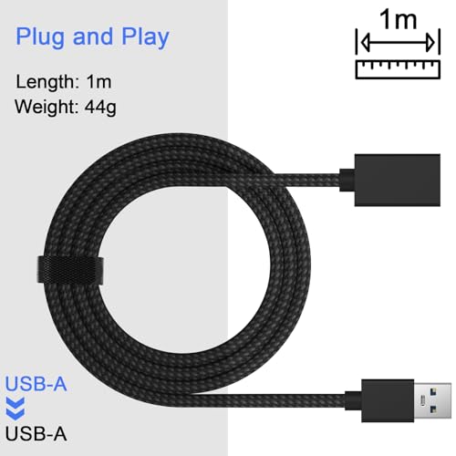 Vanjua USB Extension Cable-3.3FT, USB 3.0 Extension Cable, Male to Female Cord High Data Transfer Compatible with Webcam,USBKeyboard,Flash Drive,Hard Drive,Printer,Camera and More