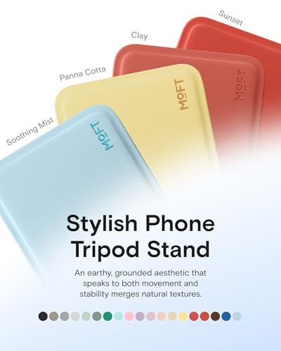 MOFT Phone Stand, Magnetic Phone Tripod Stand Stain-Resistant MOVAS Leather & Angle Adjustment & Strong Magnets Tripod for iPhone 17/16/15/14/13/12 (Included Metal Ring)-Sunset - color: Sunset, size: Without Card Slot