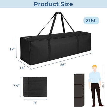 COOLBEBE 56" Sports Duffle Bag - 216L Extra Large Travel Duffel Luggage Bag with Upgrade 2-way Lockable Zippers, Sturdy & Water Resistant Long Duffle Bag for Camping Moving (Black 56inch) - size: 56" x 14" x 17"