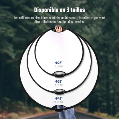 NEEWER 80cm Light Reflector with Handle & 3/8" Thread, 5 in 1 Foldable Round Light Diffuser, Translucent/Silver/Gold/White/Black for Studio or Outdoor Photo Lighting, RF-80II - style: 80cm